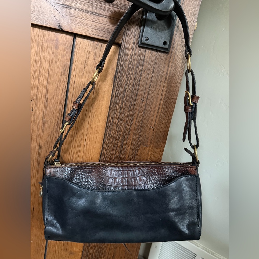 Leather Crossbody Bag - Black and Brown